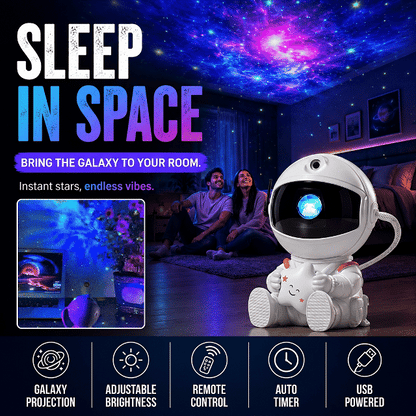 AstroLume™ 360° Galaxy Projector – Magnetic Astronaut Night Light with Remote Control